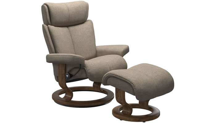 Stressless Magic with Classic Base and Stool in Clover Funghi Fabric